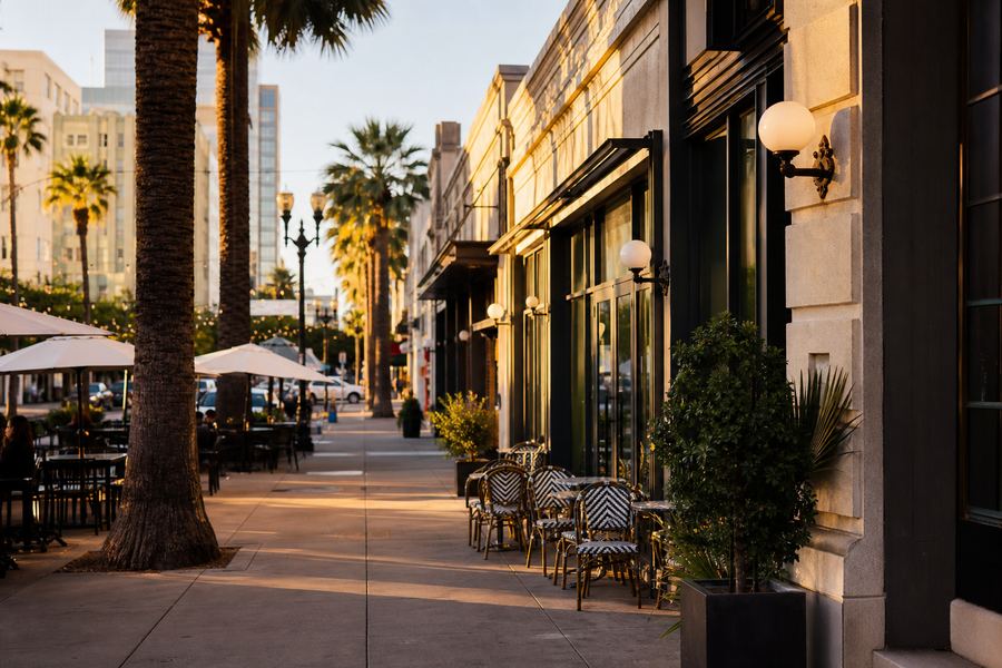 Downtown San Jose street at golden hour